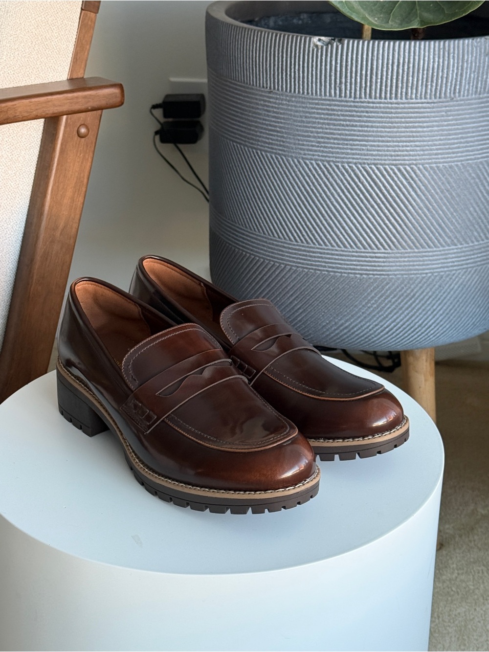 Dream Pairs Women's Brown Leather Penny Loafers
